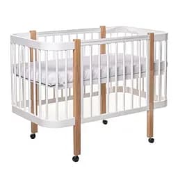 Кроватка детская маятниковая Рассвет без ящика бук бело-натуральный