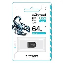 USB флеш накопичувач Wibrand 64GB Scorpio Black USB 2.0 (WI2.0/SC64M3B) - мініатюра 2