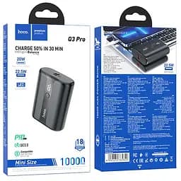 Портативний ЗП Power Bank Hoco Q3 Pro 22.5W+PD20W 10000 mAh Black - мініатюра 6