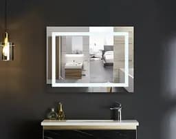 Дзеркало Mixxus WARM MR02-90x70-CASE з LED Touch, Anti-fog, димером, регулюванням яскравості, годинником (MI6674) - мініатюра 3