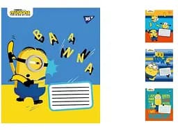 Зошити учнівські 12 аркушів клітинка. YES Minions2, 25 шт. в упаковці