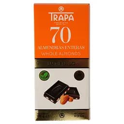 Шоколад черный Trapa Intenso с цельным миндалем 175 г
