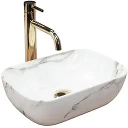 Умивальник Rea Belinda Mini Shiny Aiax накладний мармур REA-U6505, Мармур