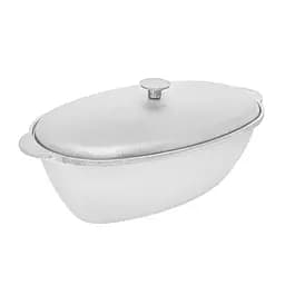 Жаропрочная гусятница из алюминия, объём 4 л, с крышкой, Полімет Серый 83386