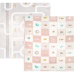 Детский складной коврик Poppet Клеточки-интересности и Крутой маршрут двухсторонний 200х180x1 см (PP036-200)