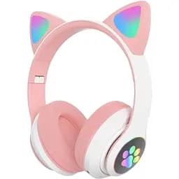 Бездротові навушники Cat ear VZV-23M/7805 Bluetooth з вушками з LED підсвіткою Рожеві