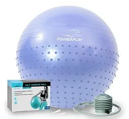 М'яч для фітнесу (фітбол) напівмасажний PowerPlay 4003 Ø75 cm Gymball Sky Blue + помпа (PP_4003_75_Sky_Blue)