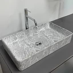 Умивальник VBI Triest grey stone накладний VBI-012716, Мрамор - мініатюра 2