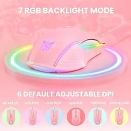 Комп'ютерна мишка Onikuma для ПК і ноутбука CW98 дротова з RGB підсвіткою 6400 DPI 7 кнопок комп’ютерна - мініатюра 5