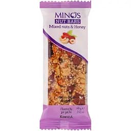Батончик Minos Мікс горіхів з медом 60 г
