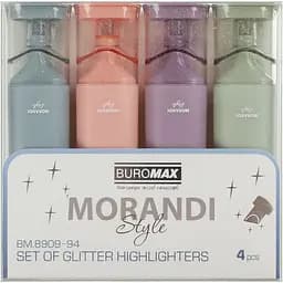 Набір маркерів Buromax Morandi Style Glitter 4 шт. (BM.8909-94)