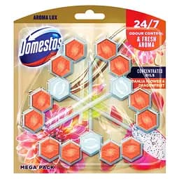 Блоки для чистки унитаза Domestos Aroma Lux Dahlia Flower&Dragon Fruit, 165 г (3 шт по 55 г)