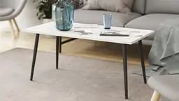 Стіл журнальний Монтана Ferrum-decor 45x100x50 Чорний метал ДСП Білий 16 мм (FRD-106717) - мініатюра 3