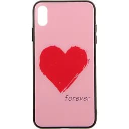 Чохол-накладка Toto Glass Fashionable Case Apple iPhone XS Max Red Heart on Pink
