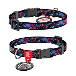 Нашийник для котів та дрібних порід собак нейлоновий Waudog Nylon з QR-паспортом "Нескінченні світи" пластиковий