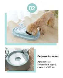 Миска для котів та собак Semi Animal bowl 16*31*22 см, Blue з автоматичною напувалкою 500 мл - мініатюра 4