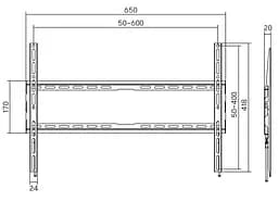 Кронштейн для телевізора AGN AGN80-460F фіксований/37`-80`/45 кг/max.VESA 600x400/Black - мініатюра 5