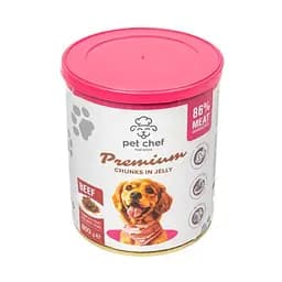 Вологий корм для дорослих собак Pet Chef, шматочки в желе з яловичиною 800 г