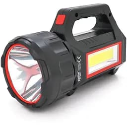 Фонарь поисковый Pahther PT-8895, 1LED+COB T6, 10W, 3+2+2 режима, 3600mah, Black, IP40, USB кабель+Solar, 200х95х130мм, BOX