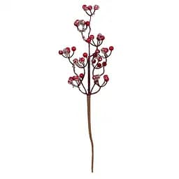 Гілка декоративна Yes! Fun, 45 см, з червоними ягодами, паєтки, срібло