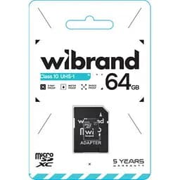 Карта пам'яті Wibrand 64GB mictoSD class 10 UHS-I (WICDXU1/64GB-A) - мініатюра 2