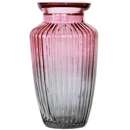 Ваза для цветов Crystal Jane lines стеклянная 21 см красно-серая (YBCG-240425-49)