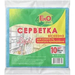 Салфетки EKO+ вискозные 30х30 см 10 шт.