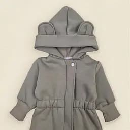 Ромпер-комбінезон тринитка з шапочкою Gray olive зріст 86 см (12 – 18 місяців) Malena Сірий - мініатюра 2