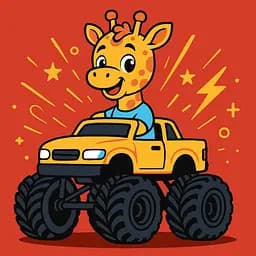 Картина по номерам для детей "Жираф на машині" Ideyka 25х25 см КНО1305