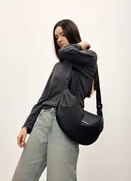 Жіноча сумка Sambag HOBO Bag-glove чорна тканева 50 х 28 х 5 см (53400064) - мініатюра 6