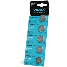 Батарейка CR2016, литиевая, Videx, 5 шт, 3V, Blister