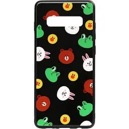 Чохол-накладка Toto Cartoon Print Glass Case Samsung Galaxy S10 Line friends Black