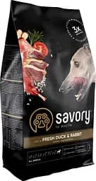 Сухой корм для собак всех Savory All Breeds rich in Fresh Duck&Rabbit, со свежим мясом утки и кроликом, 1 кг