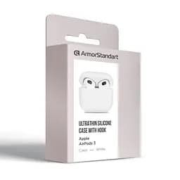Силіконовий чохол для навушників Apple AirPods 3, Ultrathin Silicone Case, білий, захисний чохол, ультратонкий і легкий, захист від подряпин і пилу, м"який силікон, ArmorStandart (ARM60296) - мініатюра 3