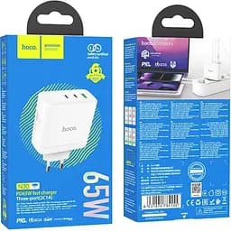 Мережевий зарядний пристрій Hoco N30 Glory PD65W White (784155) [152091] - мініатюра 6
