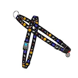 Шлея для собак быстросъемная Waudog Nylon c QR паспортом, рисунок NASA, пластиковый фастекс, L, Ш 25 мм, А 60-80 см, В 70-100 см