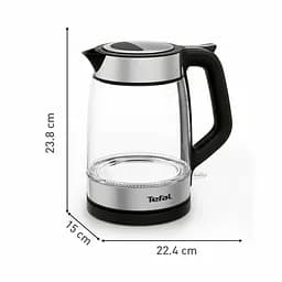 Tefal Електрочайник Glass Kettle 1.7л, скло, з підсвіткою, чорно-срібний - мініатюра 3