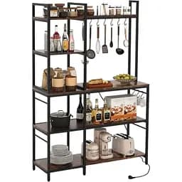 Стеллаж Costway Kamel 5-ярусный с 2 ​​розетками в стиле Loft