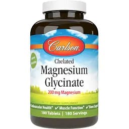 Вітаміни та мінерали Carlson Labs Chelated Magnesium Glycinate 180 таблеток