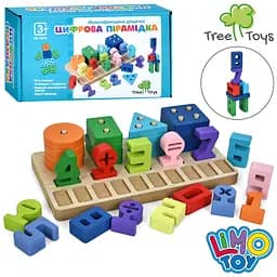 Деревянная доска геометрика 16 фигур цифры MD0370