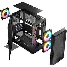 Корпус LogicConcept PORTOS MESH+GLASS ARGB fans 3x120 мм BLACK без БЖ mATX (AM-PORTOS-10-0000000-0002) - мініатюра 4