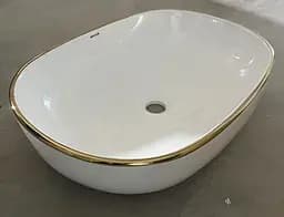 Умивальник накладний Mixxus Premium Ellipse-0105 Edge Gold 600x400x150 мм MP6564, Білий - мініатюра 4