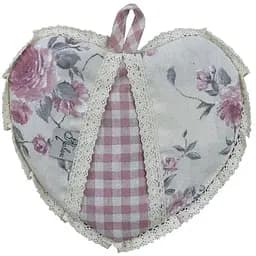 Прихватка Прованс Bella Троянди клітинка у формі серця з мереживом рожева (13525)
