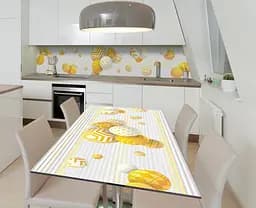 Вінілова наклейка на стіл Кулі у візерунках сфери самоклейка плівка Жовтий 65х120 см Happy Pocket Z184030