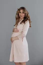 Халат для вагітних та годуючих матусь Soft&Lace для майбутніх мам L Мамин Дім бежевий