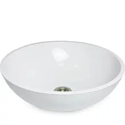 Раковина Adamant умывальник KREIS искусственный камень круглый без предотвращения для смесителя и перелива 420х150мм накладной белый