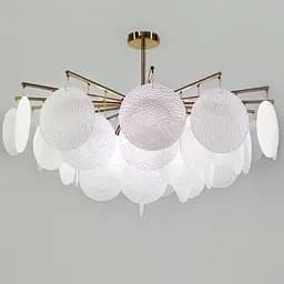 Латунный светильник с уникальными стеклянными пластинами Ø 80 см Ст. AT11-800 AB+WT | Line F