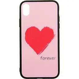 Чохол-накладка Toto Glass Fashionable Case Apple iPhone XR Red Heart on Pink