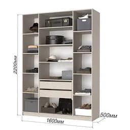 Шафа 4-дверна з антресоллю MebelStar Оскар ДСП BL-B, блок шухляд+полиці 160x52x260 см Дуб тахо (MBS-5038) - мініатюра 3