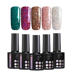 Набір гель-лаків Reglance Sparkle (6 шт) + глянцевий топ у подарунок 7.5 мл